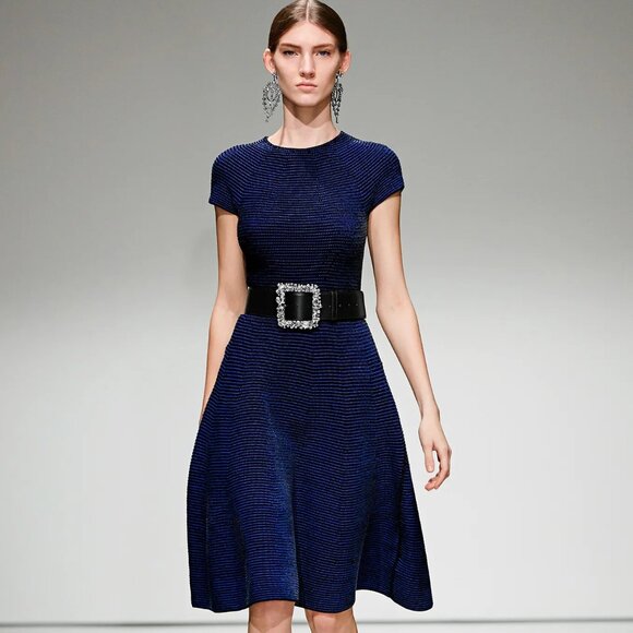 Escada Dresses & Skirts - Escada Fall 2016- Black and Blue Wool Dress